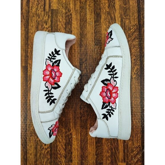 Kate Spade Women's Everhart Floral Leather Embroidered White Sneakers Size 6.5M - Picture 6 of 10